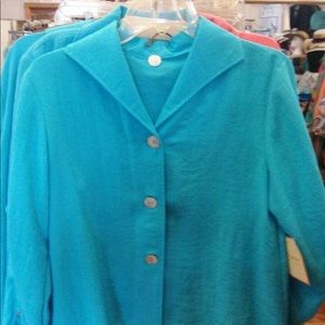 No iron turquoise jacket
